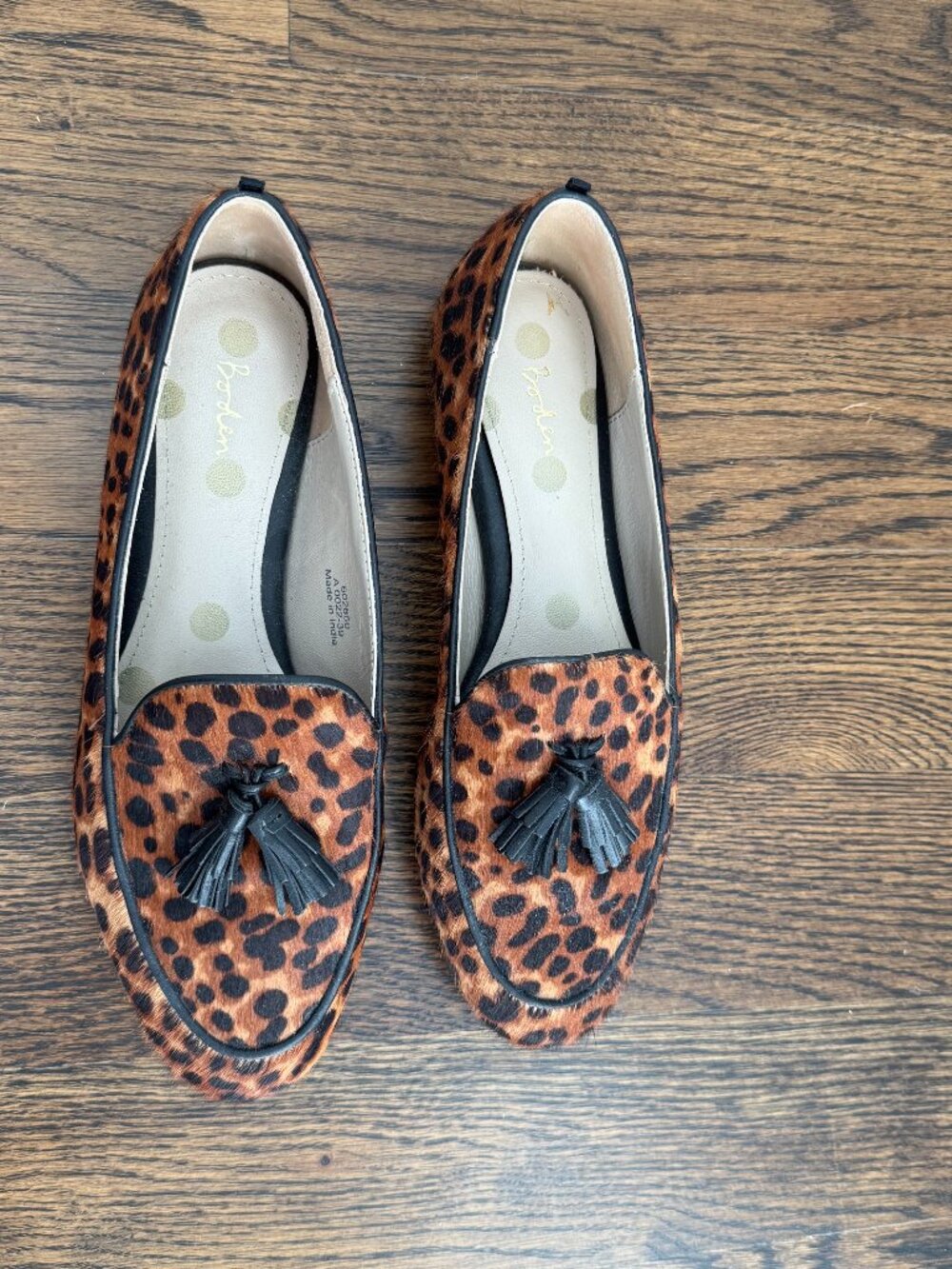 Boden Leopard Tassel Flats Size 39